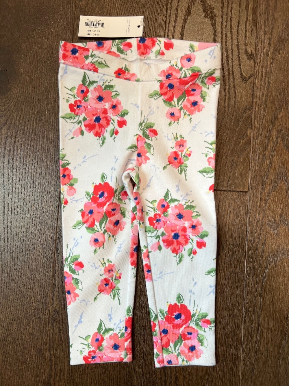 NWT Janie and Jack Pink Floral Leggings (size 18m)